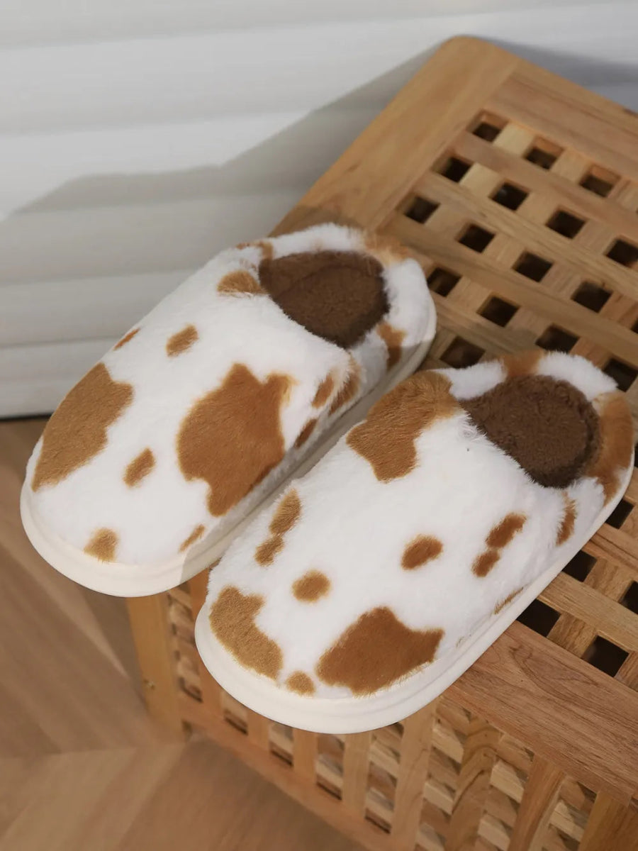 Animal Print Faux Fur Slippers - Easy Pickins Store