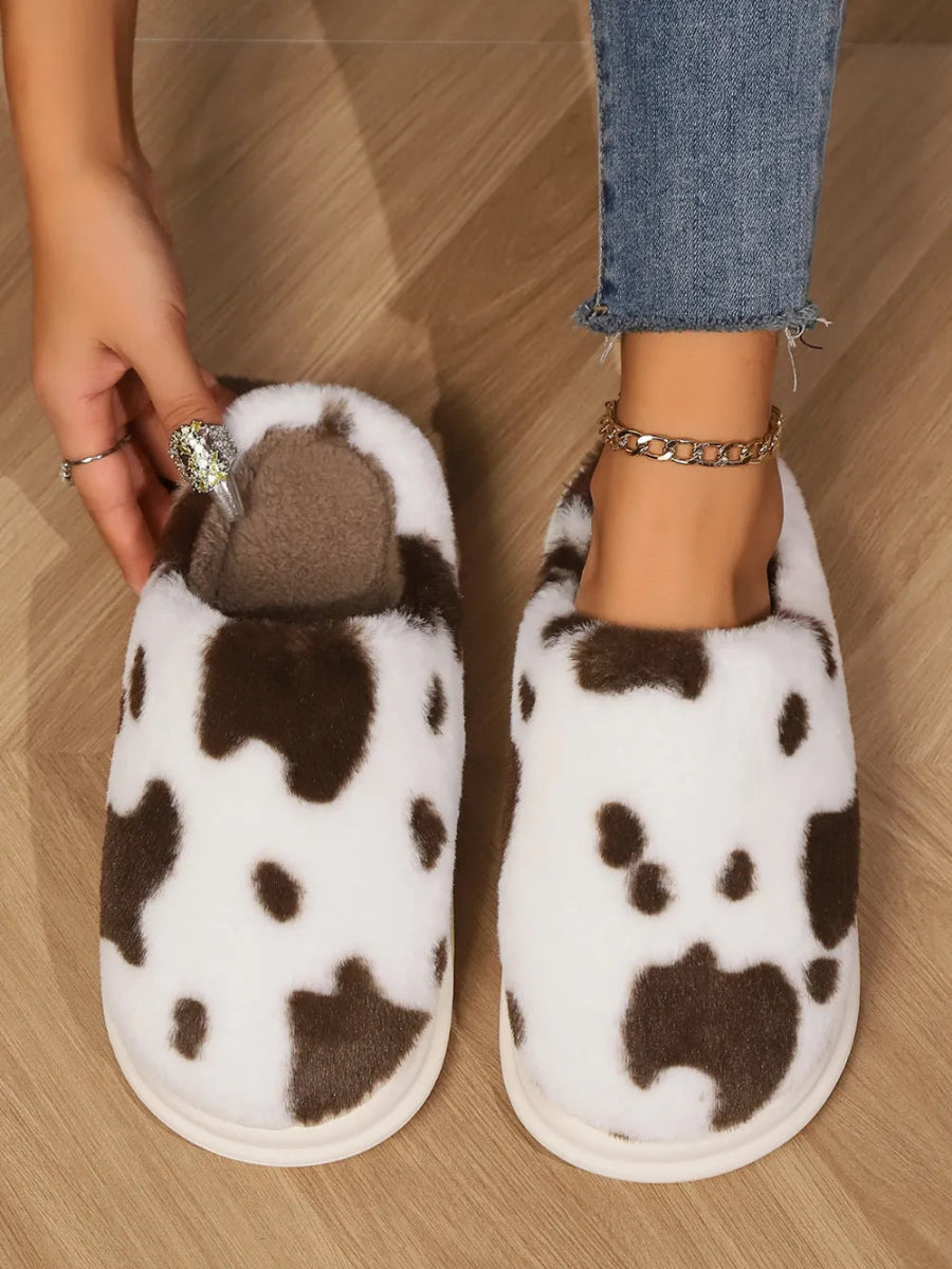 Animal Print Faux Fur Slippers - Easy Pickins Store