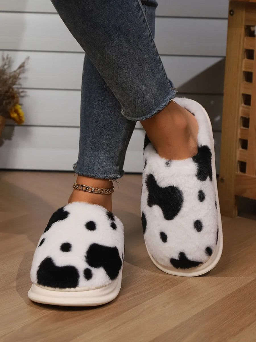 Animal Print Faux Fur Slippers - Easy Pickins Store