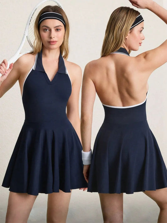 Backless Halter Neck Active Dress - Easy Pickins Store
