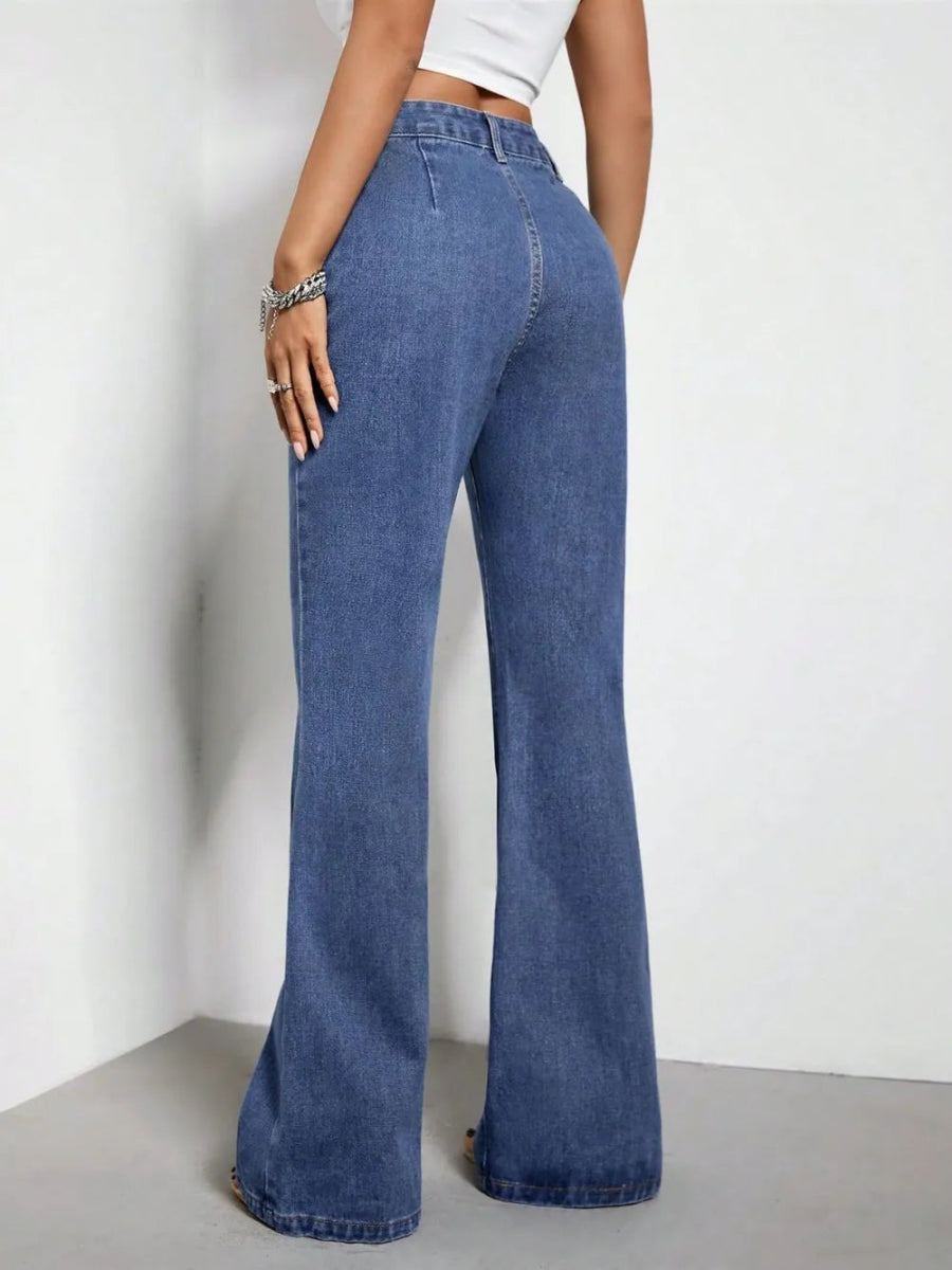 Buttoned Bootcut Jeans with Pockets - Easy Pickins Store