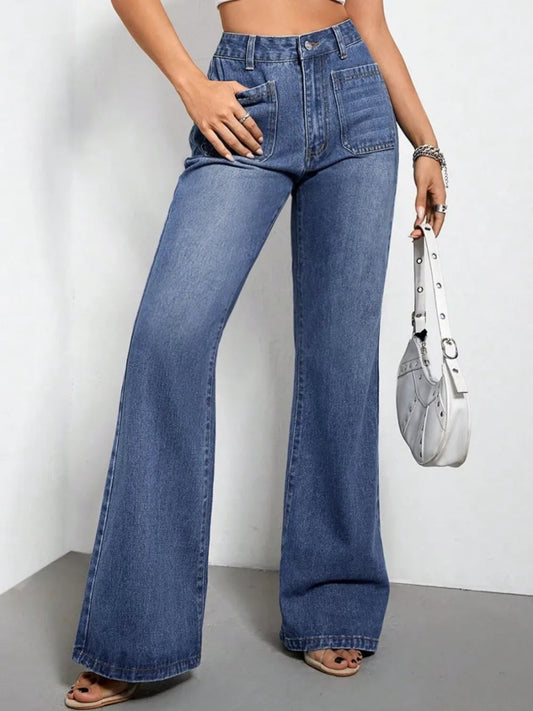 Buttoned Bootcut Jeans with Pockets - Easy Pickins Store