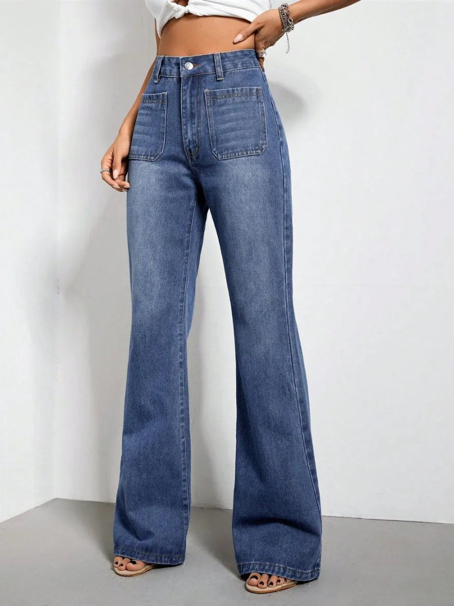 Buttoned Bootcut Jeans with Pockets - Easy Pickins Store