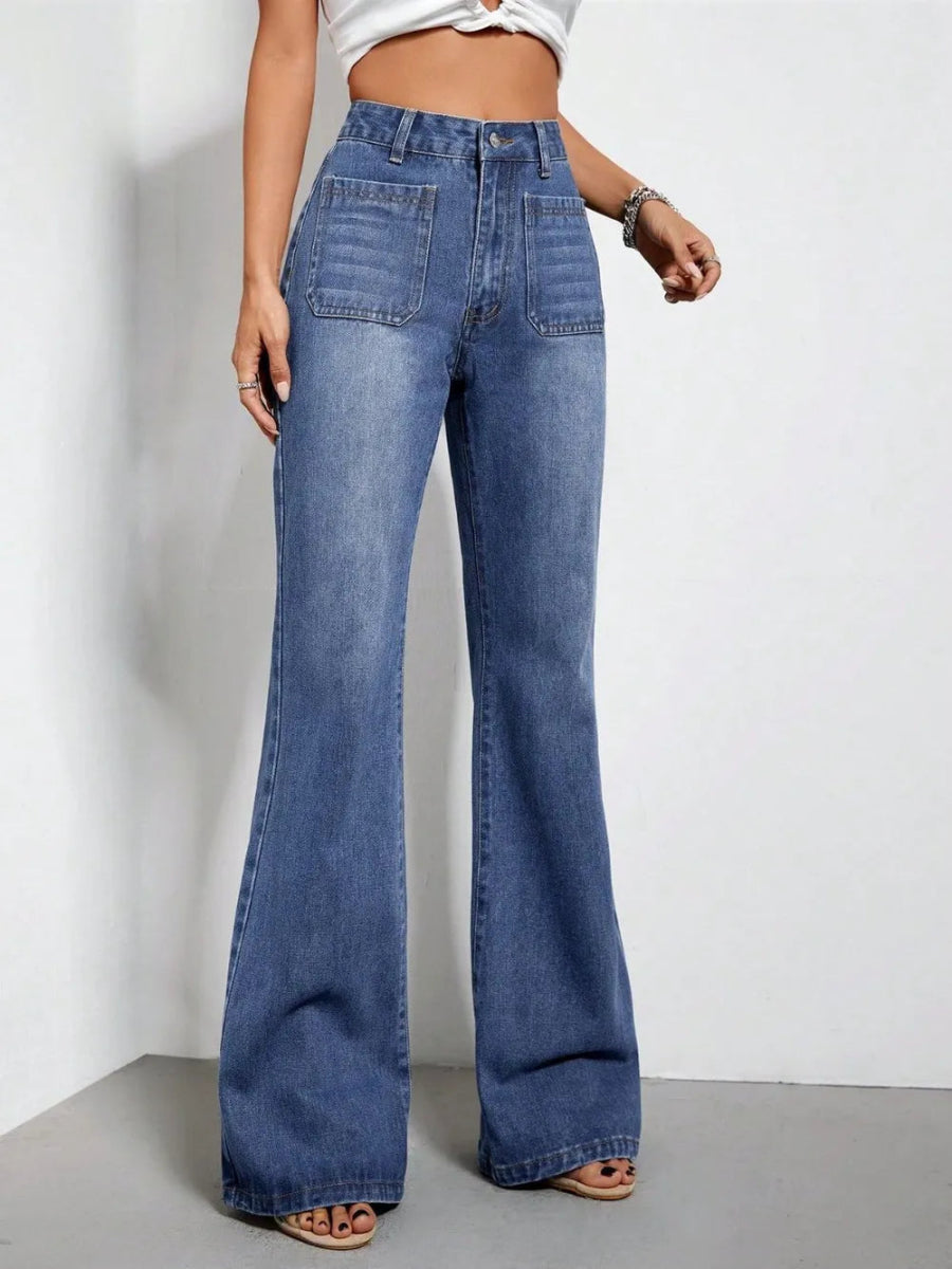 Buttoned Bootcut Jeans with Pockets - Easy Pickins Store