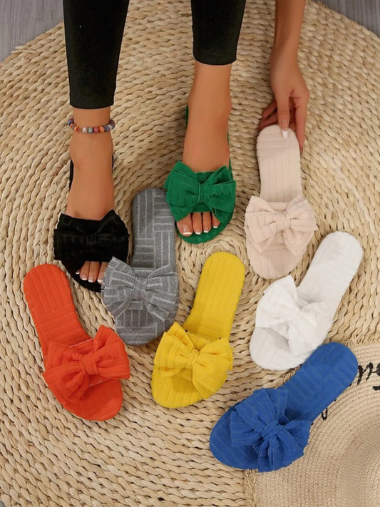 Bow Knot Open Toe Slippers - Easy Pickins Store