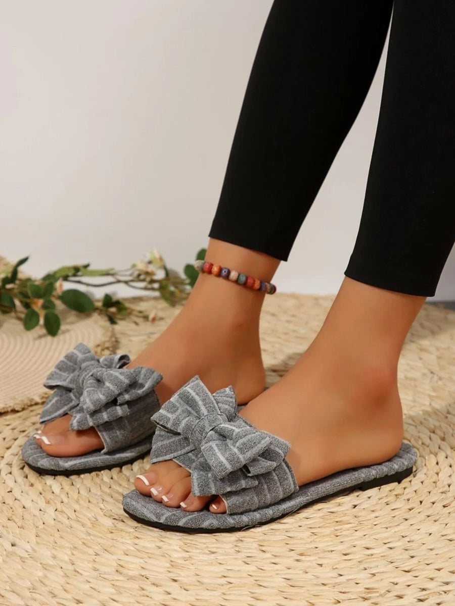Bow Knot Open Toe Slippers - Easy Pickins Store