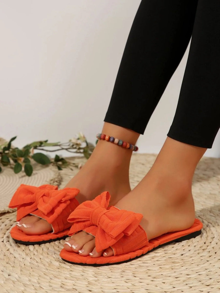 Bow Knot Open Toe Slippers - Easy Pickins Store