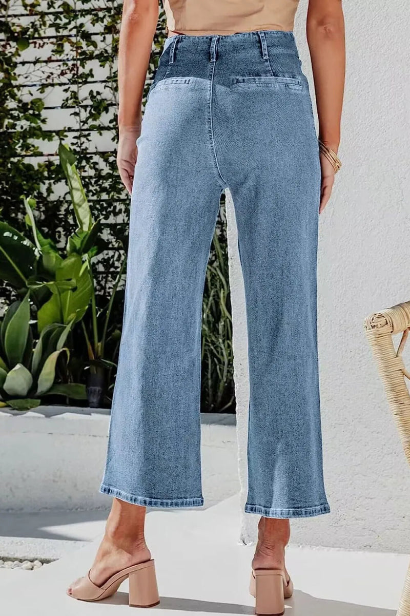 Button Fly Cropped Wide Leg Jeans - Easy Pickins Store
