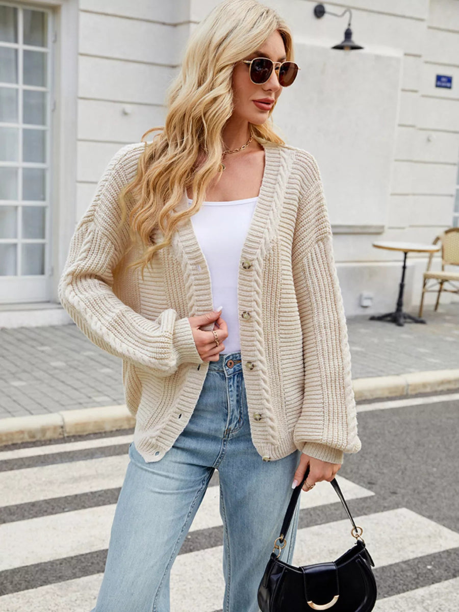 Button Up Long Sleeve Cardigan - Easy Pickins Store