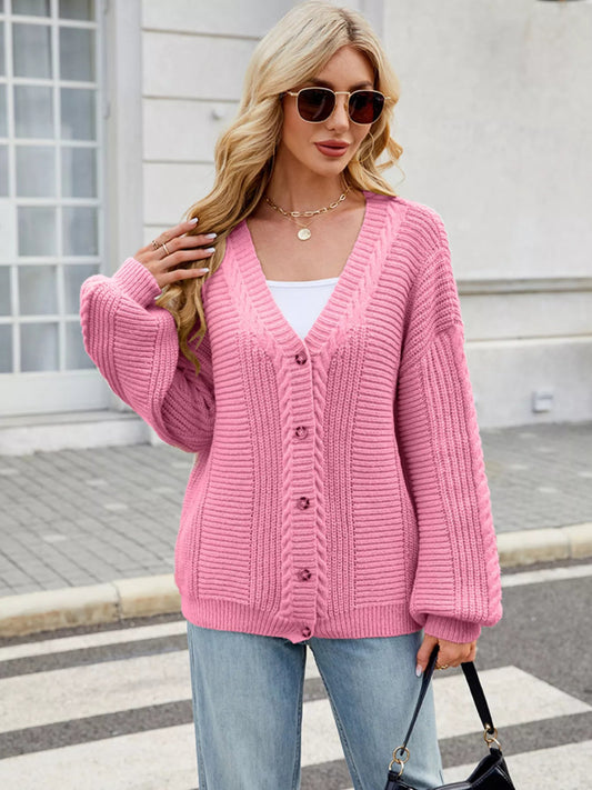 Button Up Long Sleeve Cardigan - Easy Pickins Store