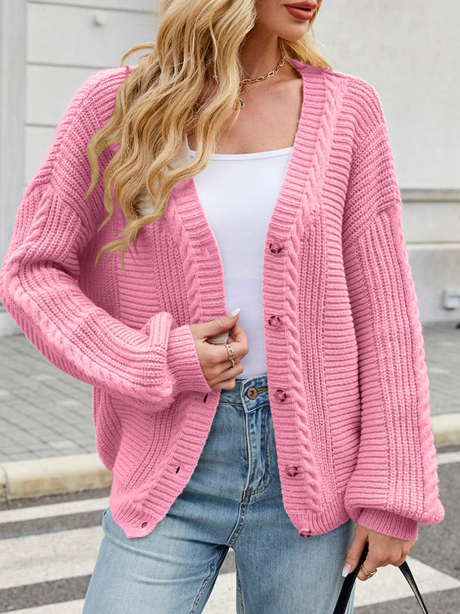 Button Up Long Sleeve Cardigan - Easy Pickins Store