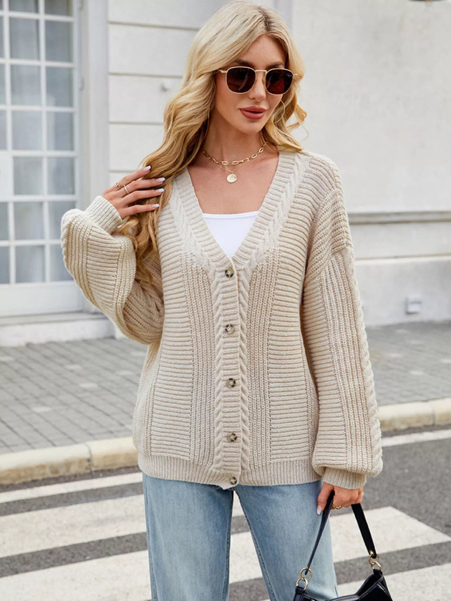 Button Up Long Sleeve Cardigan - Easy Pickins Store