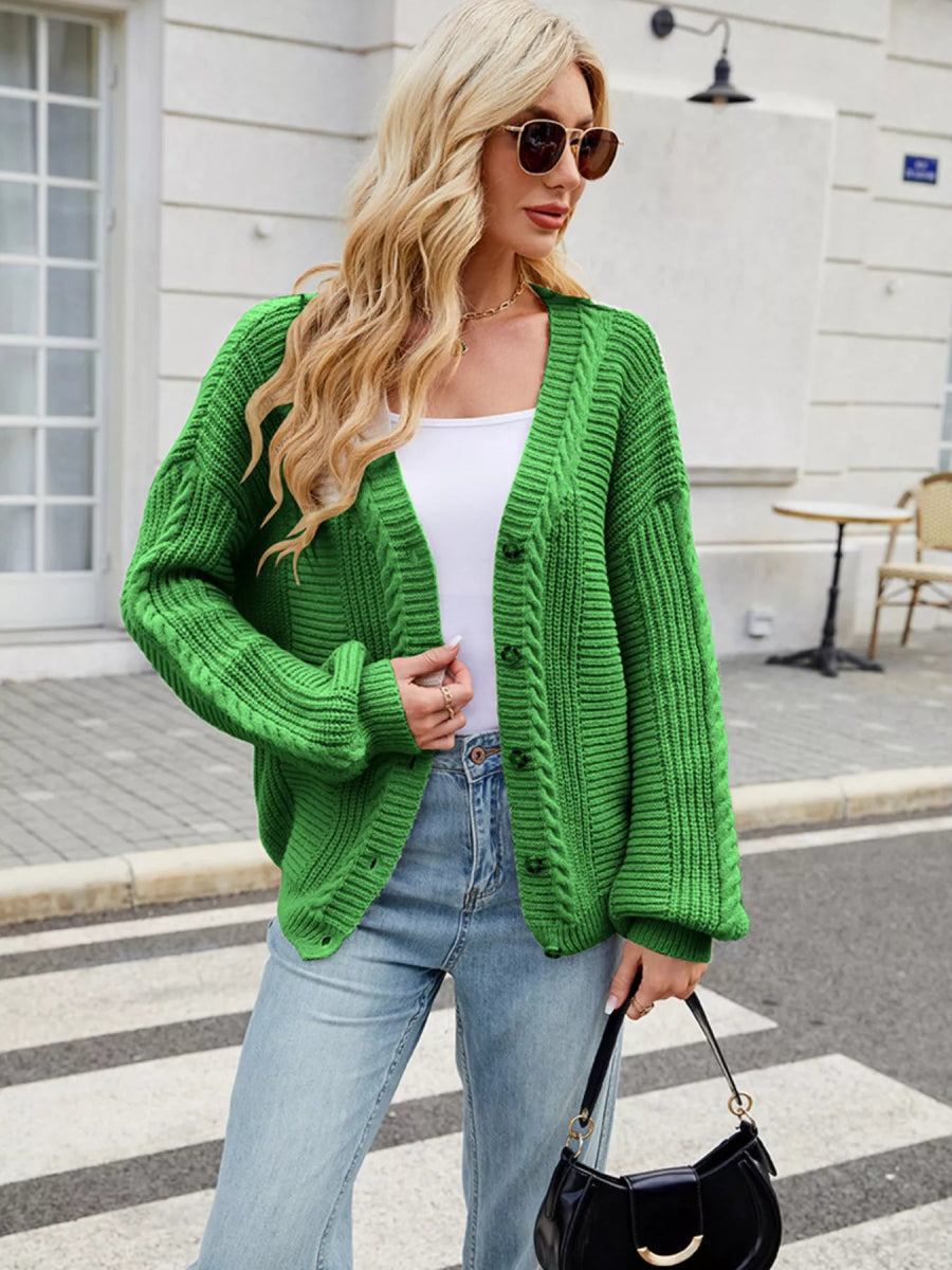 Button Up Long Sleeve Cardigan - Easy Pickins Store