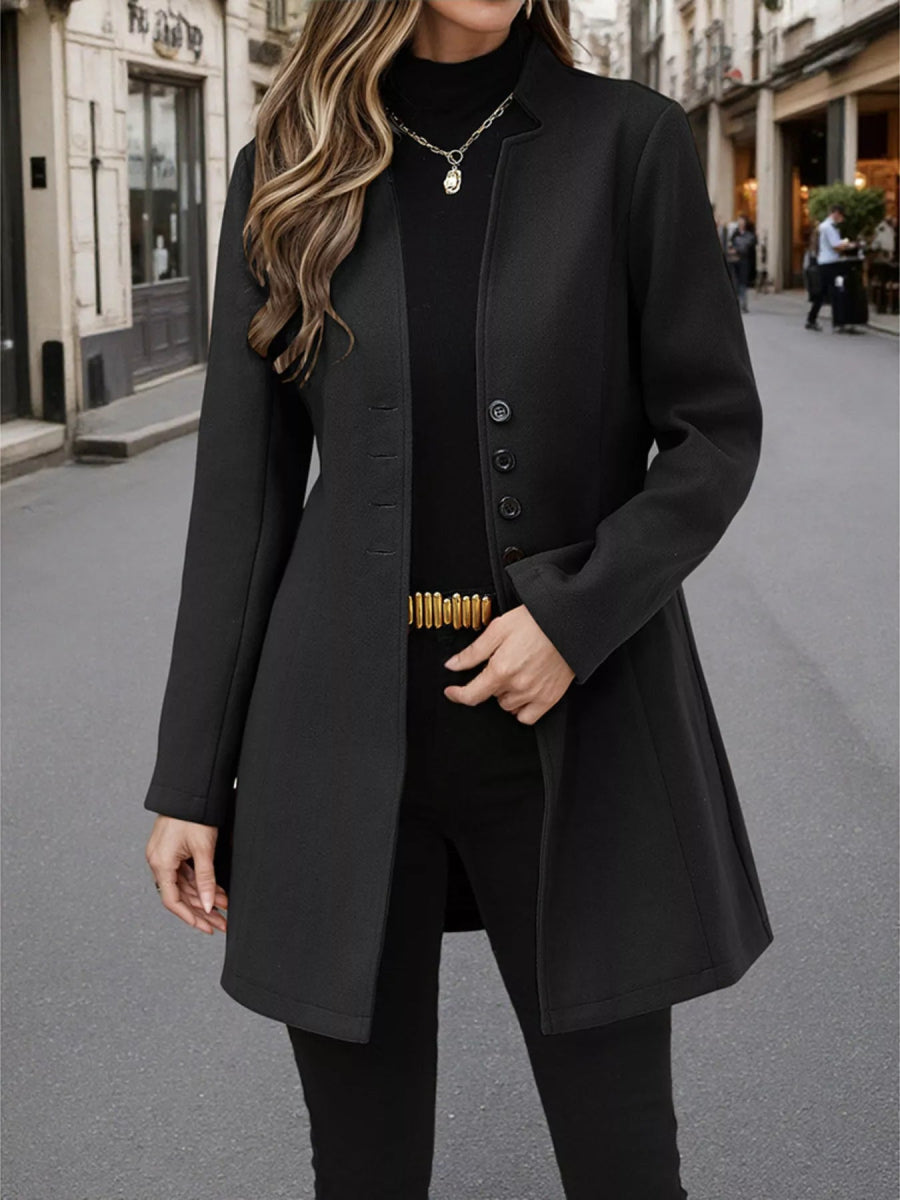 Comfort Button Up Long Sleeve Coat - Easy Pickins Store