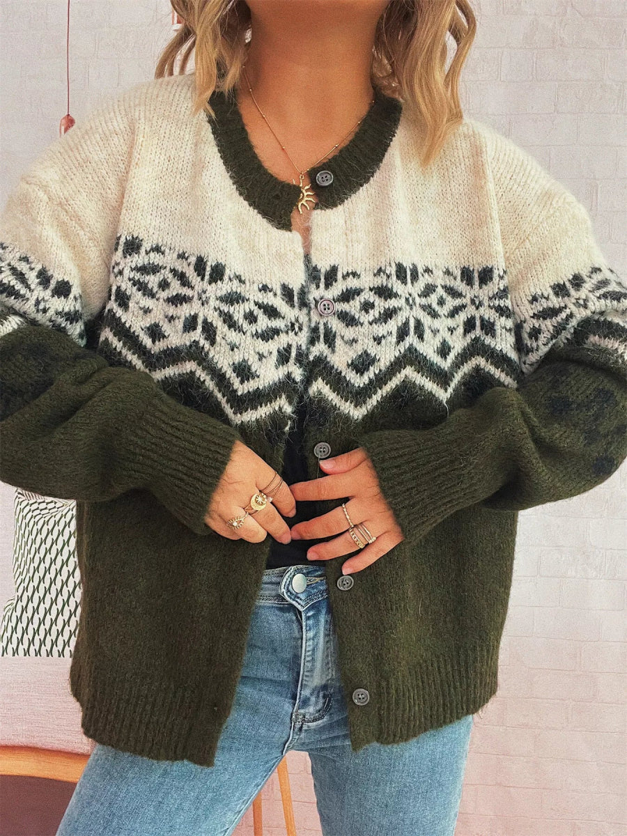 Christmas Button Up Drop Shoulder Cardigan - Easy Pickins Store