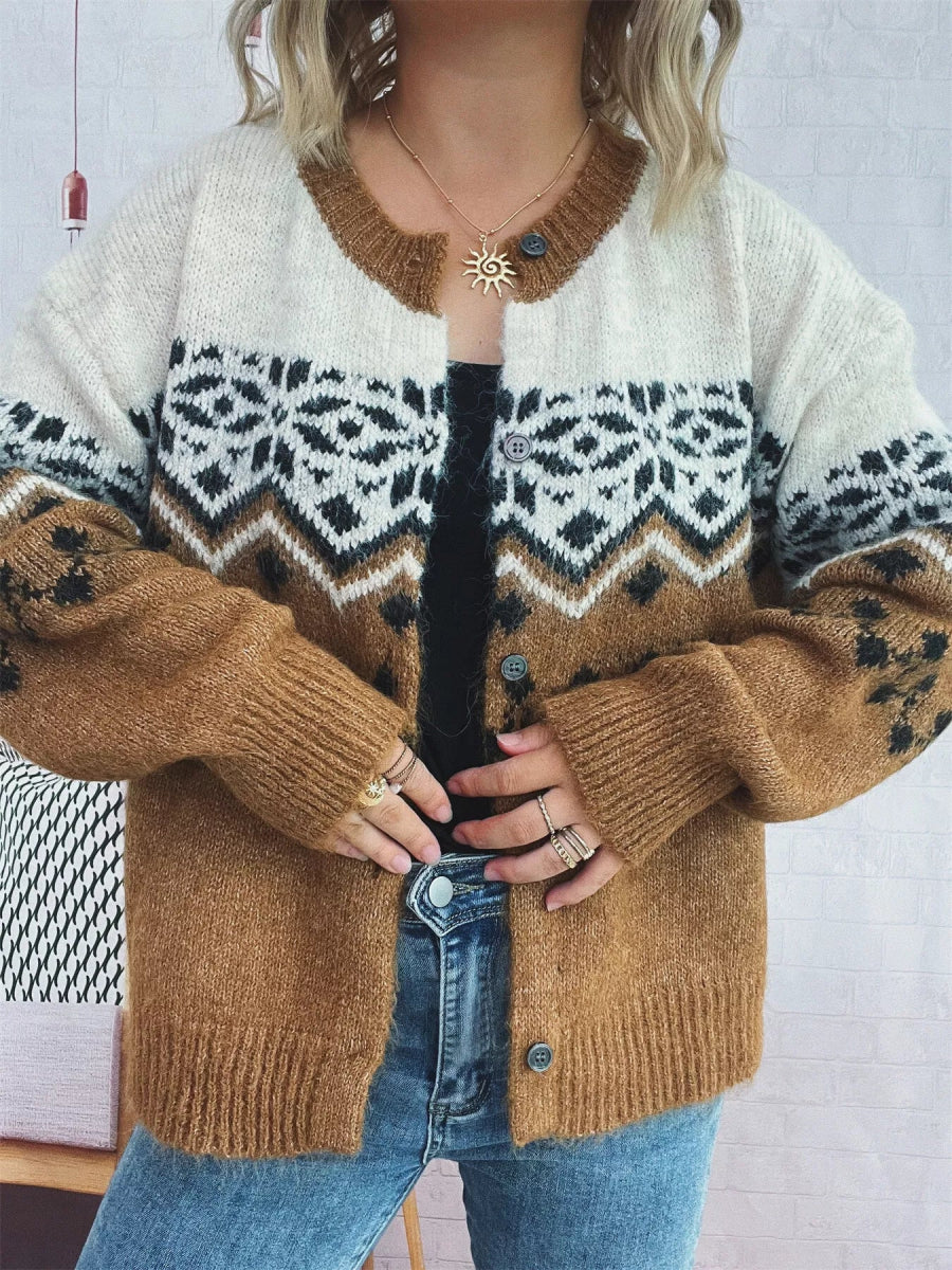 Christmas Button Up Drop Shoulder Cardigan - Easy Pickins Store