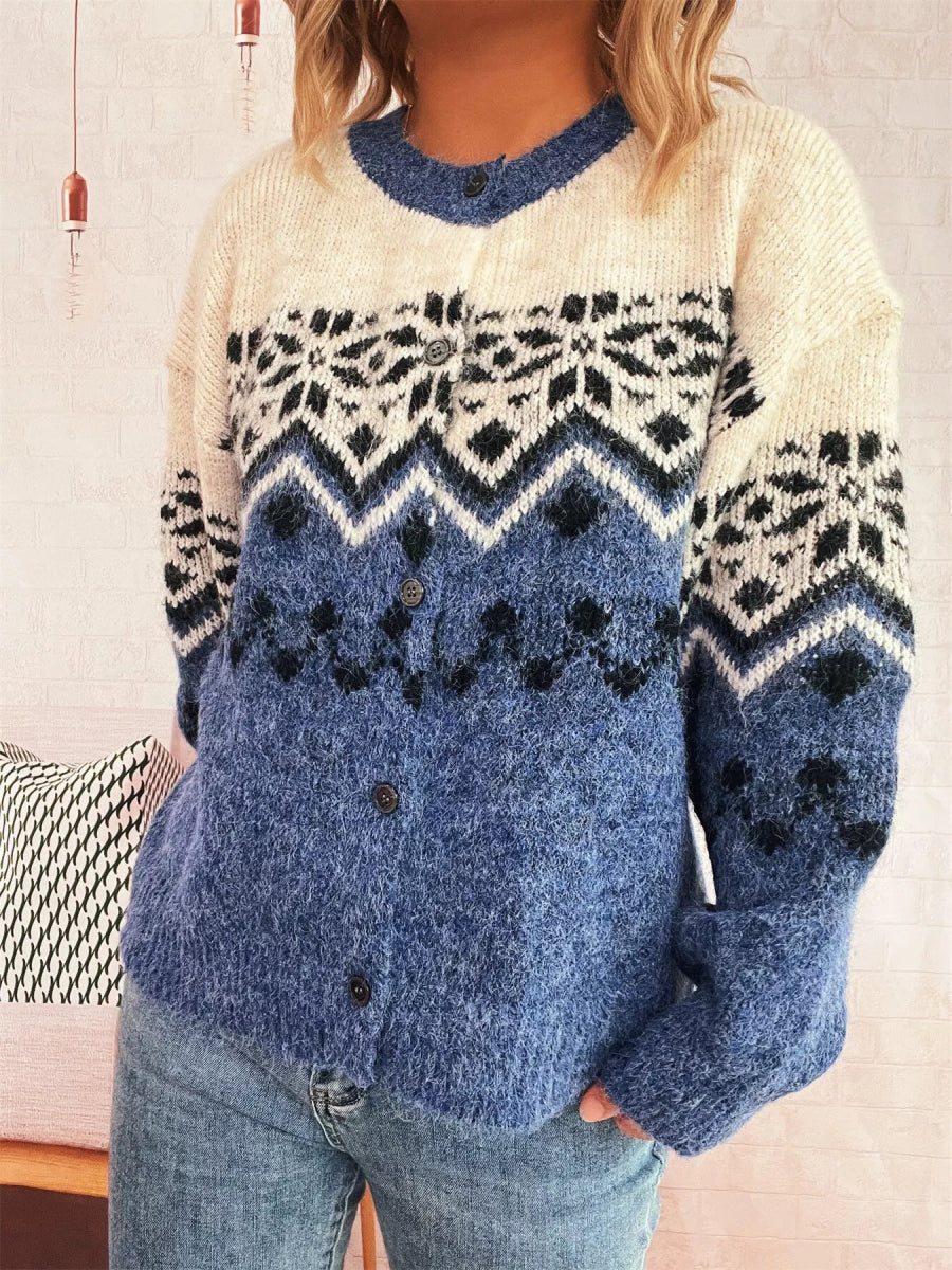 Christmas Button Up Drop Shoulder Cardigan - Easy Pickins Store