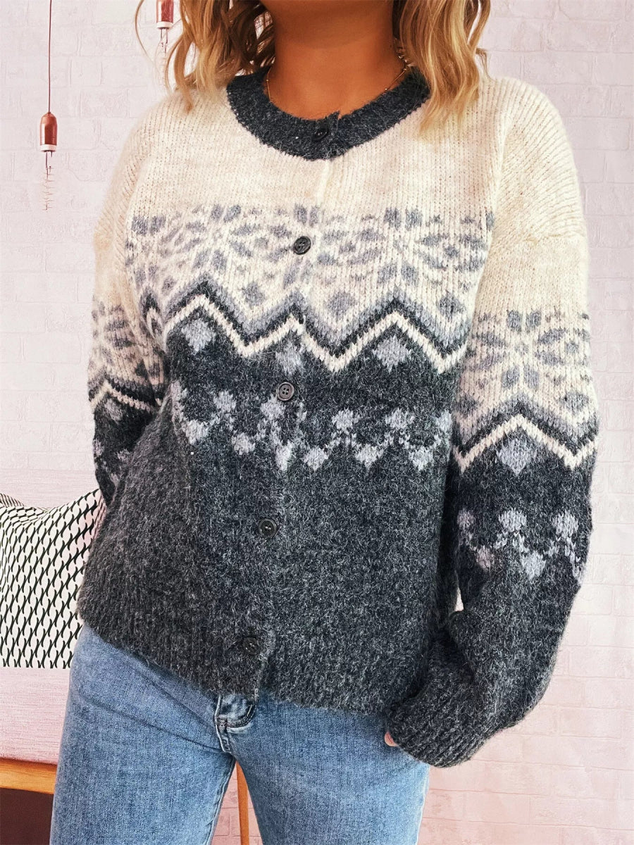 Christmas Button Up Drop Shoulder Cardigan - Easy Pickins Store