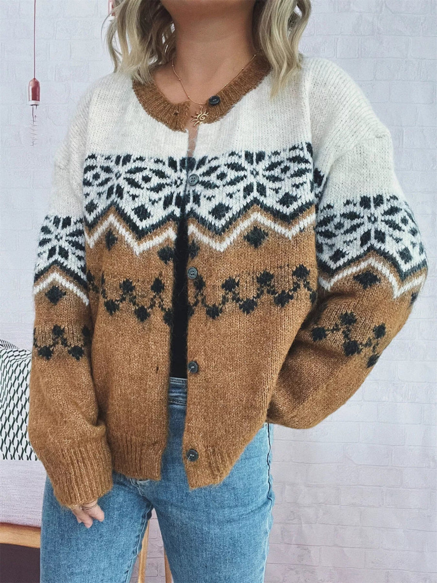 Christmas Button Up Drop Shoulder Cardigan - Easy Pickins Store