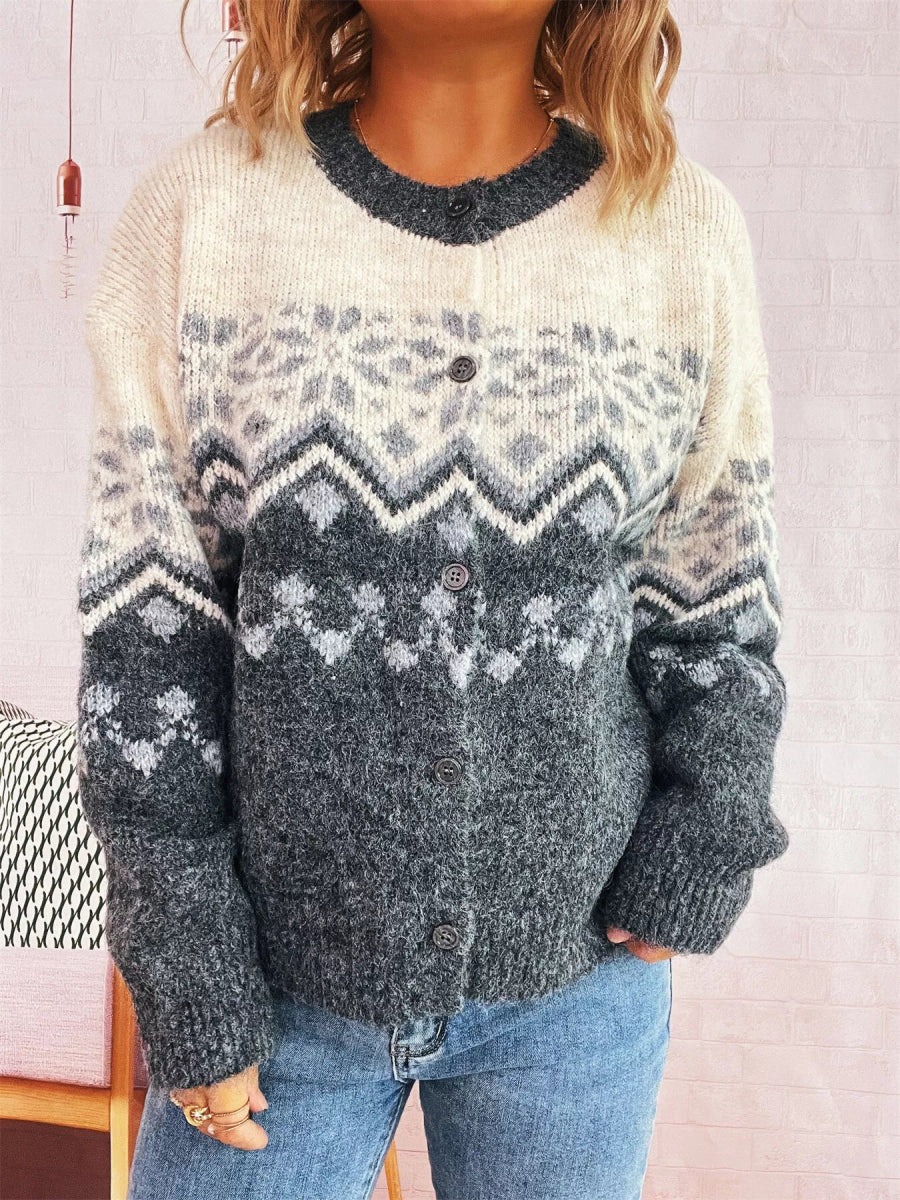Christmas Button Up Drop Shoulder Cardigan - Easy Pickins Store