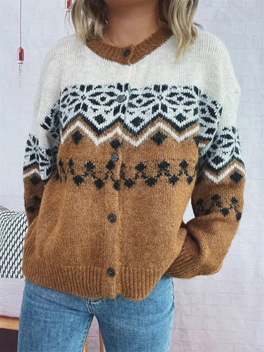 Christmas Button Up Drop Shoulder Cardigan - Easy Pickins Store