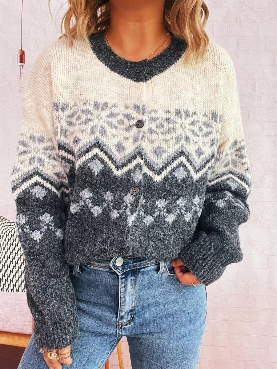 Christmas Button Up Drop Shoulder Cardigan - Easy Pickins Store