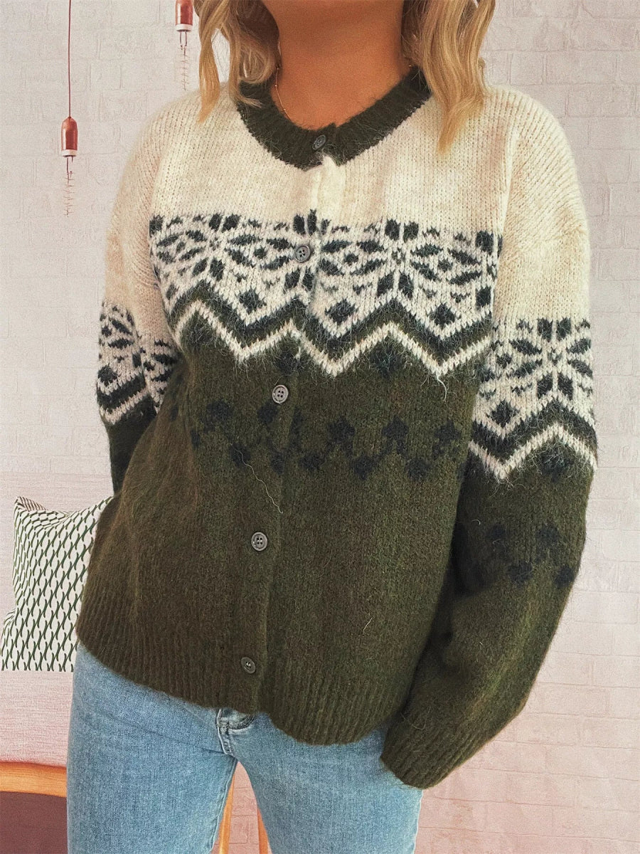 Christmas Button Up Drop Shoulder Cardigan - Easy Pickins Store