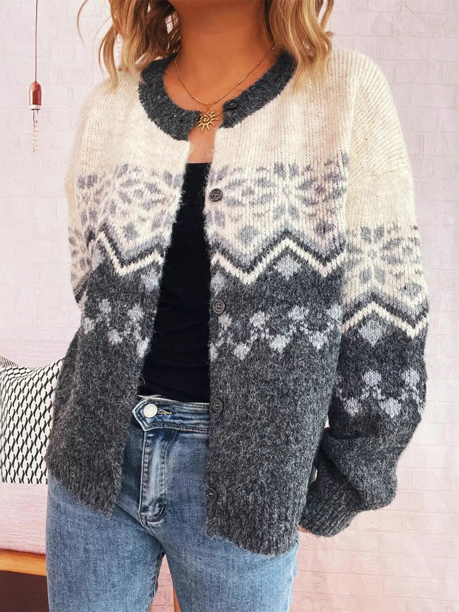 Christmas Button Up Drop Shoulder Cardigan - Easy Pickins Store