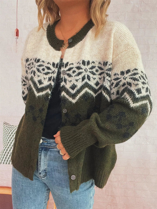 Christmas Button Up Drop Shoulder Cardigan - Easy Pickins Store