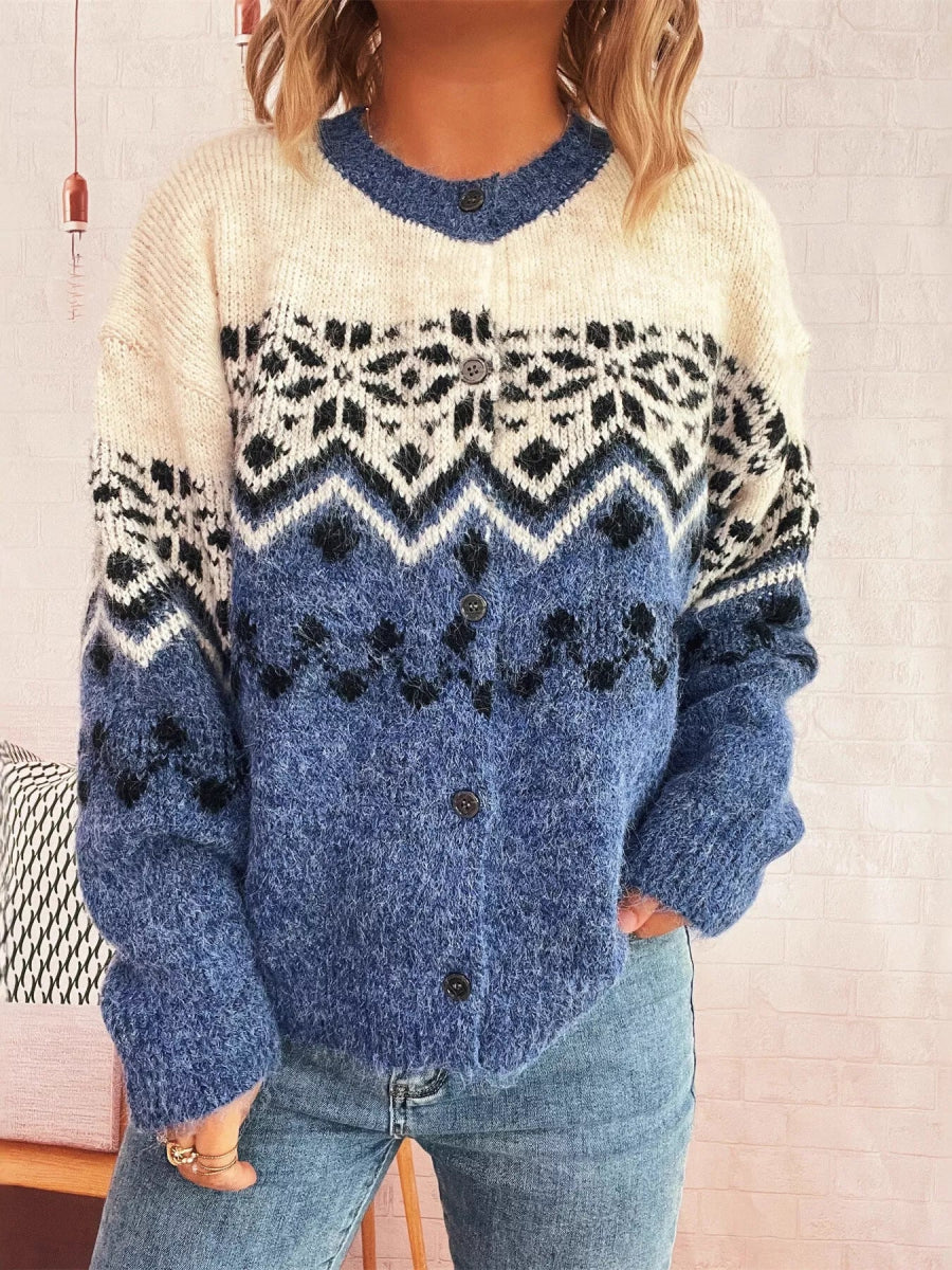 Christmas Button Up Drop Shoulder Cardigan - Easy Pickins Store