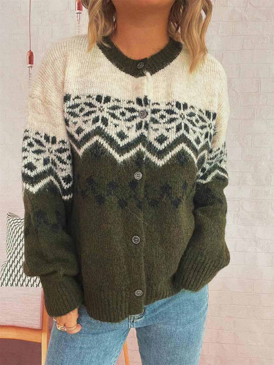Christmas Button Up Drop Shoulder Cardigan - Easy Pickins Store