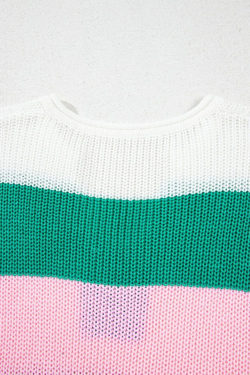 Color Block Notched Cap Sleeve Knit Top - Easy Pickins Store