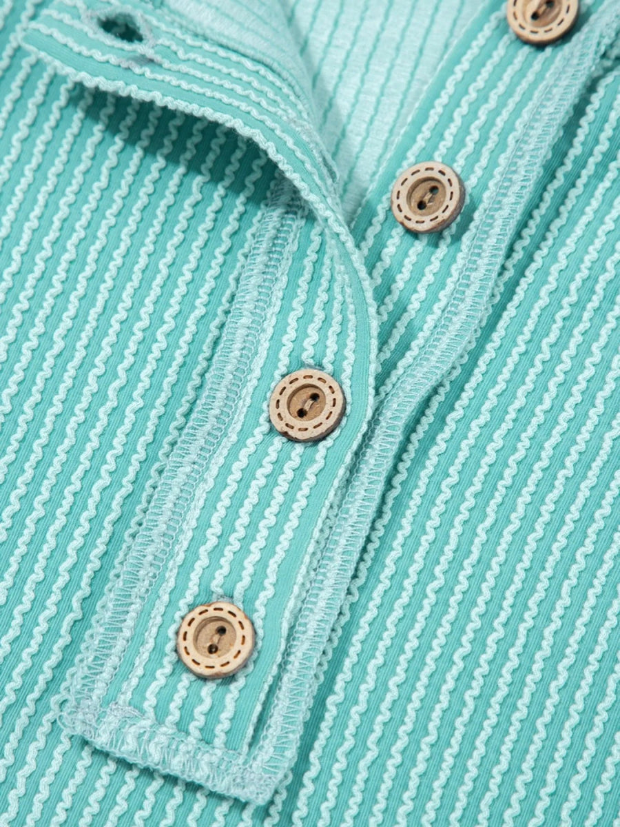 Color Block Ribbed Knit Henley Sweatshirt - Easy Pickins Store