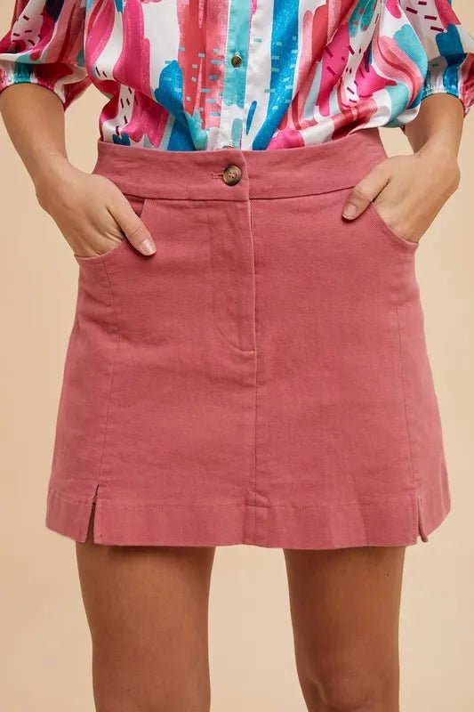 Comfort Stretch Cotton Slit Detailed Mini Skirt - Easy Pickins Store