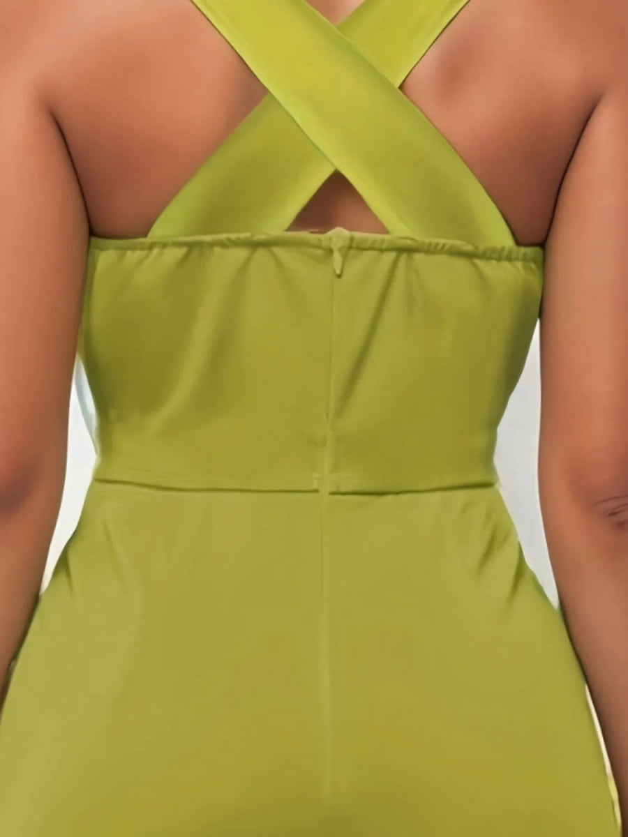 Crisscross Back Solid Color Sleeveless Romper - Easy Pickins Store
