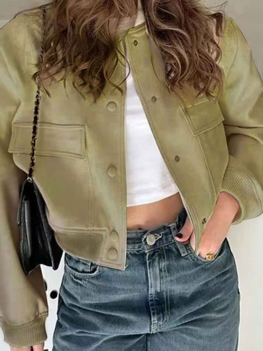 Cropped Snap Down Jacket - Easy Pickins Store
