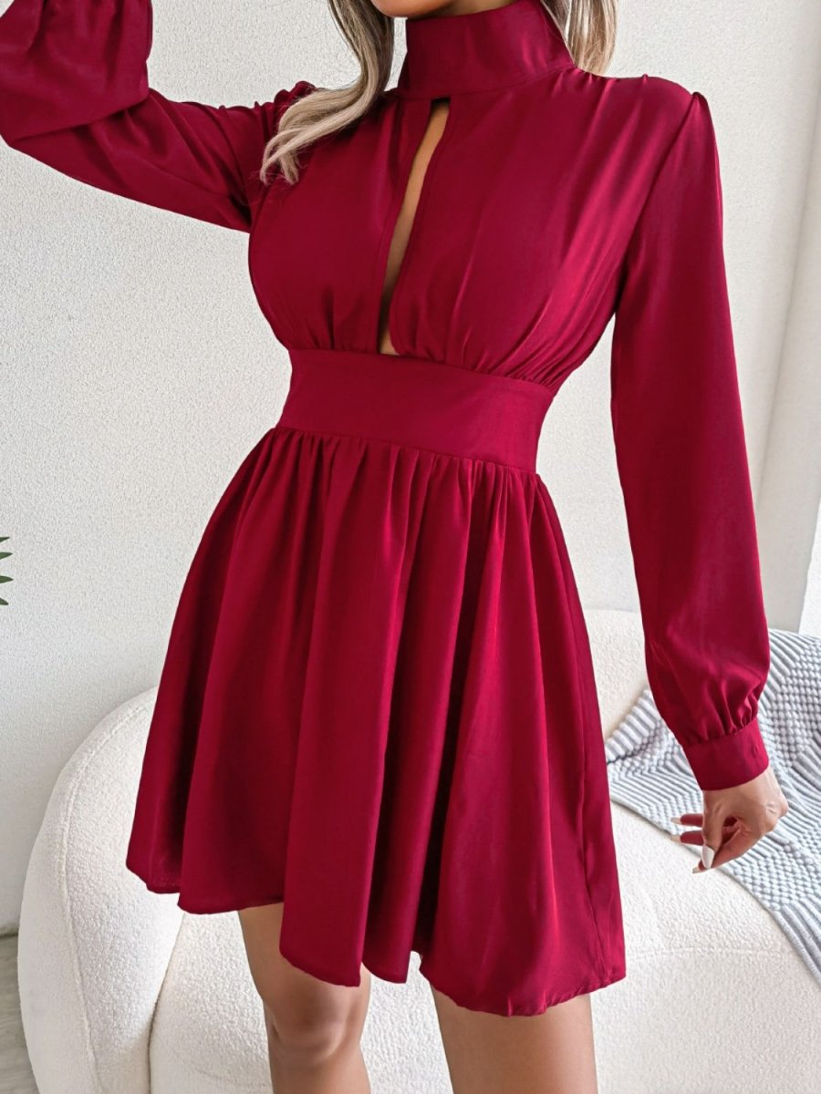 Cutout Turtleneck A - Line Mini Dress - Easy Pickins Store