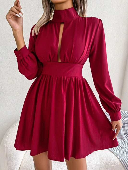 Cutout Turtleneck A - Line Mini Dress - Easy Pickins Store