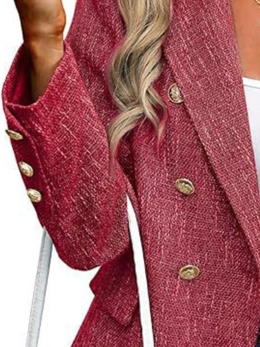 Double - Breasted Lapel Collar Blazer - Easy Pickins Store