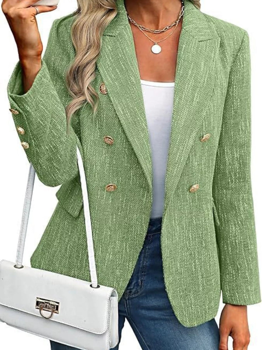 Double - Breasted Lapel Collar Blazer - Easy Pickins Store