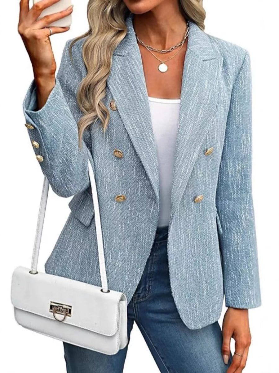 Double - Breasted Lapel Collar Blazer - Easy Pickins Store