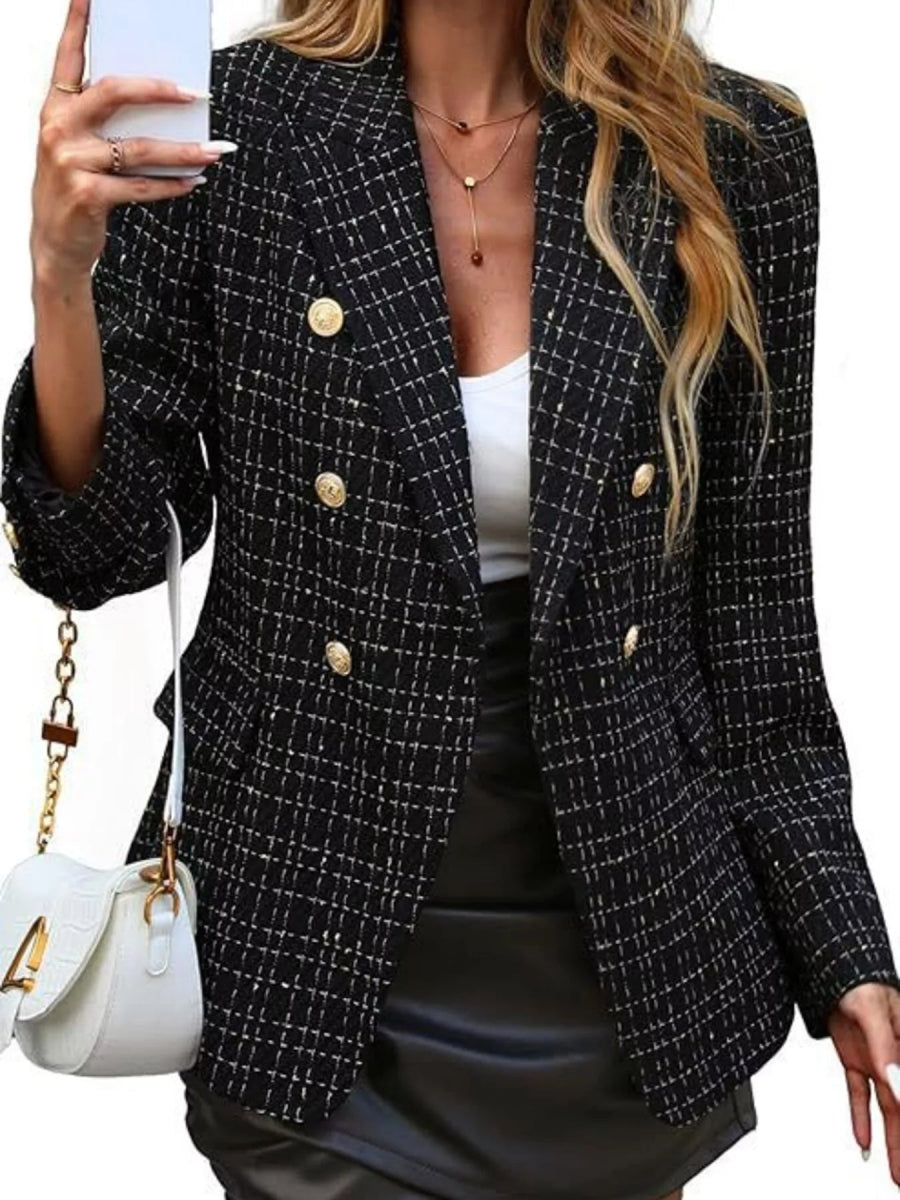 Double - Breasted Lapel Collar Blazer - Easy Pickins Store