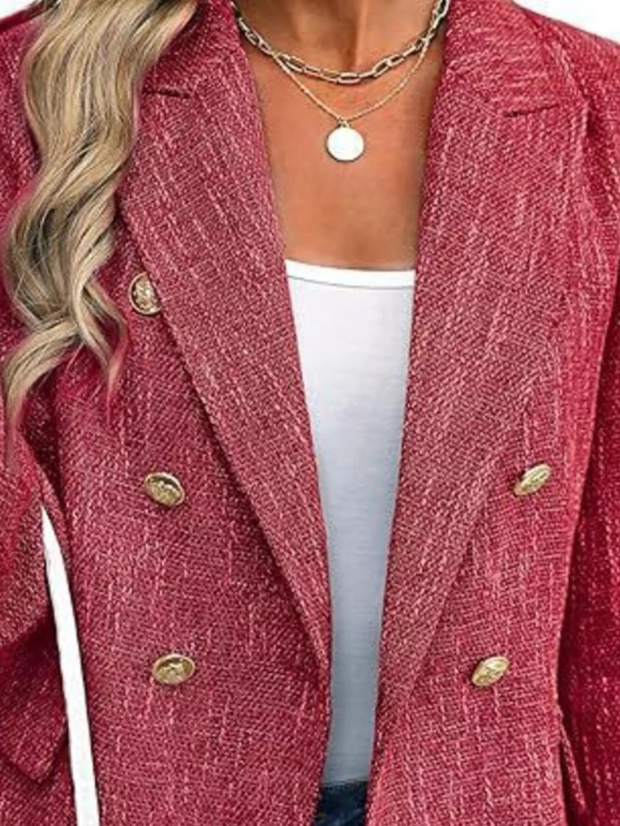 Double - Breasted Lapel Collar Blazer - Easy Pickins Store