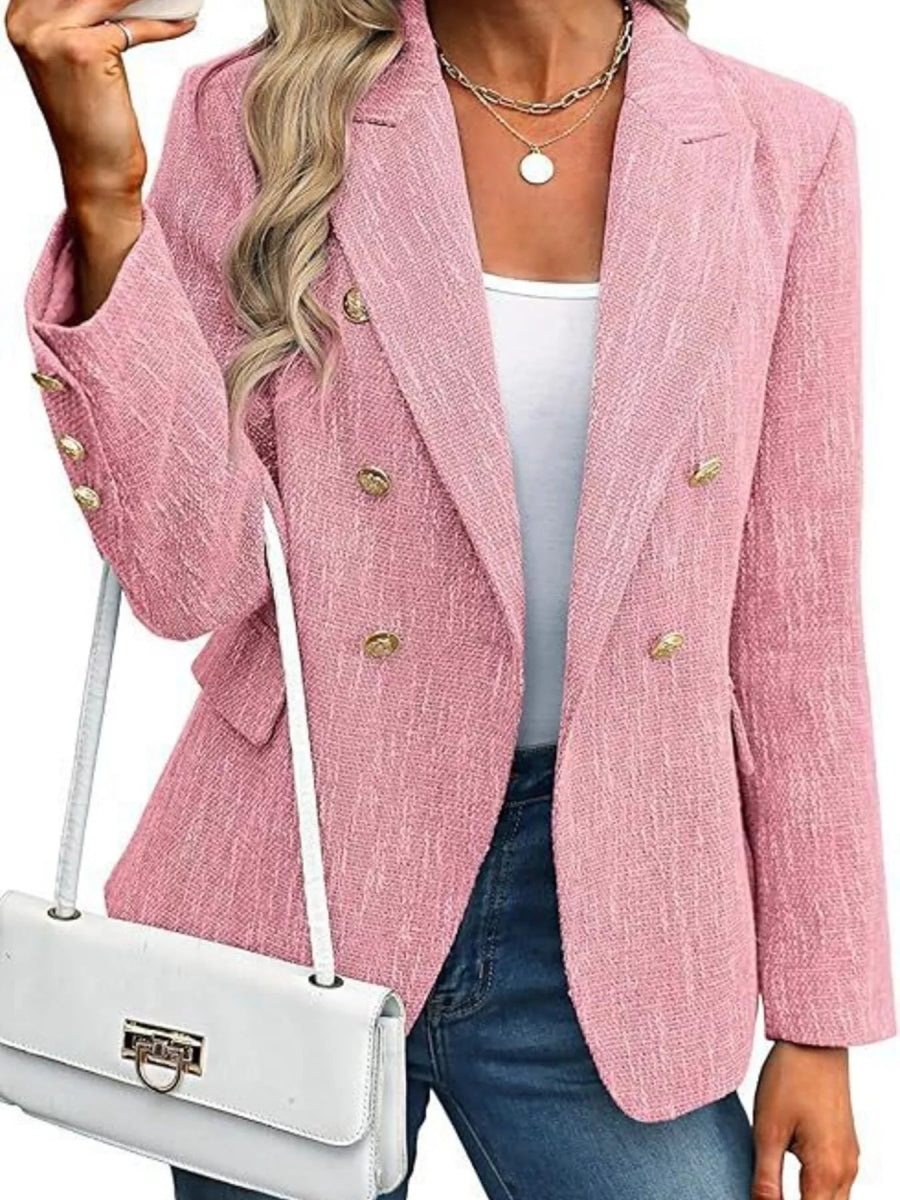 Double - Breasted Lapel Collar Blazer - Easy Pickins Store