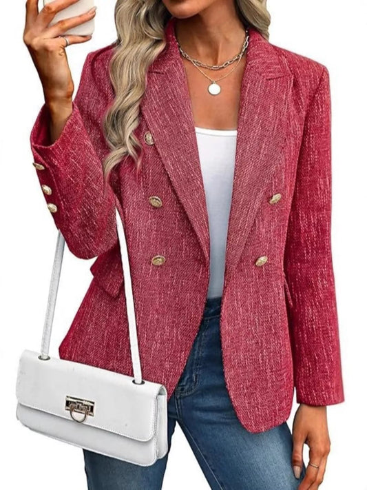 Double - Breasted Lapel Collar Blazer - Easy Pickins Store