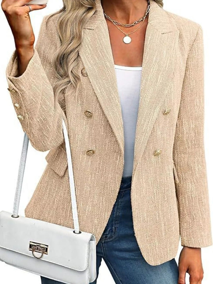 Double - Breasted Lapel Collar Blazer - Easy Pickins Store
