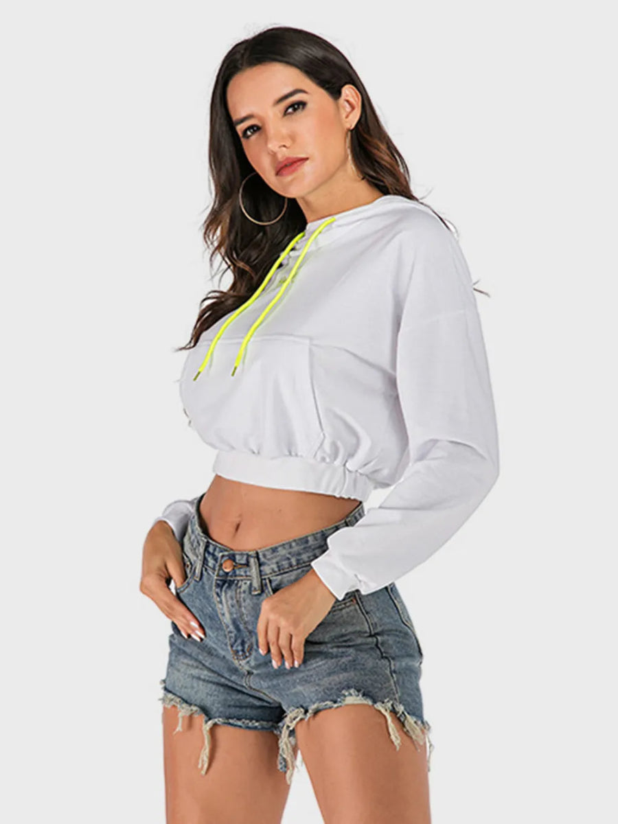 Drawstring Letter Long Sleeve Hoodie - Easy Pickins Store