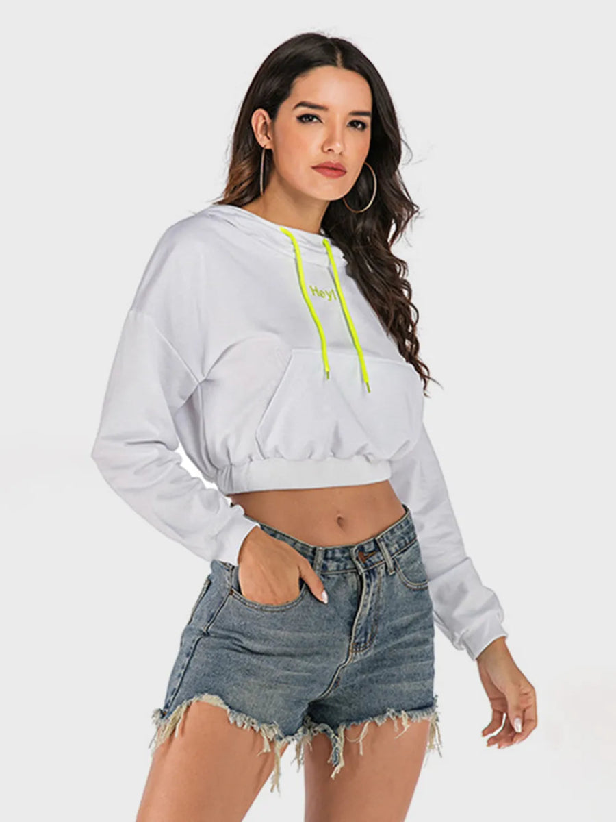 Drawstring Letter Long Sleeve Hoodie - Easy Pickins Store