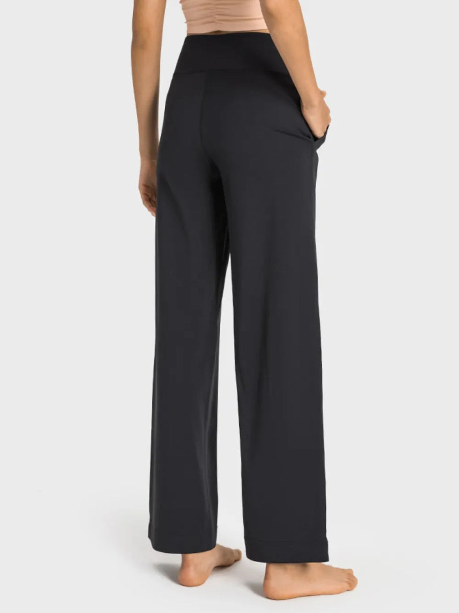 Drawstring Waist Wide Leg Sports Pants with Pockets - Easy Pickins Store