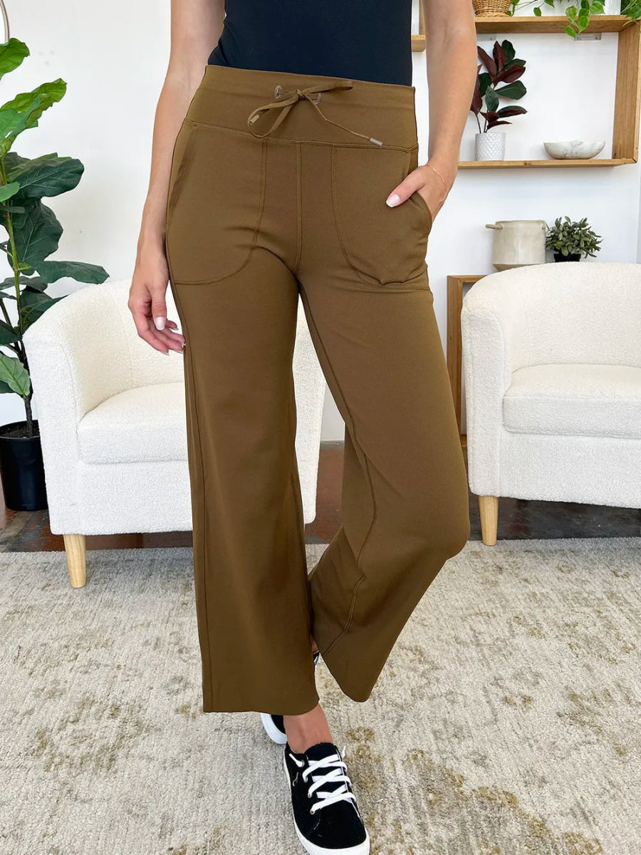 Drawstring Waist Wide Leg Sports Pants with Pockets - Easy Pickins Store